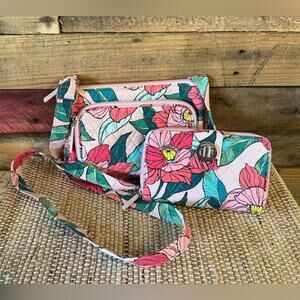 Vera Bradley Pink Vintage Floral Print‎ Crossbody And Wallet